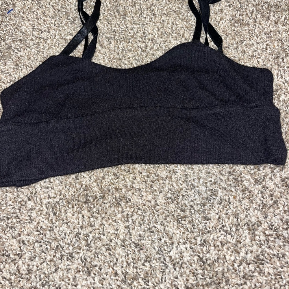 ATHLETA Well Rested Rib Sleep Bra XXSmall Black Pullover Adjustable Straps - Picture 2 of 5